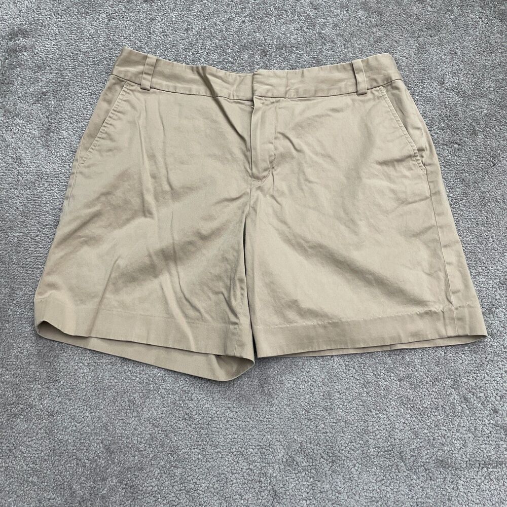 Brooks Brothers Chino Khaki Shorts Womens 12 Brown High Rise Cotton Casual 34x7